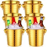 Pinkunn 6 Pack Stainless Steel Champagne Bucket 3 Qt Metal Ice Bucket Double ...