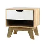 Bedside Table 1 Drawer with Shelf IKER White & Oak Artiss