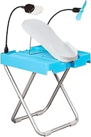 Beauty Footrest For Easy Pedicure At Home Without Bending, Foldable Pedicure Tool Kit With Drying Fan, Magnifying Glass With Light, Adjustable Footrest, Non-slip Sturdy Legs And Built-in Drawers