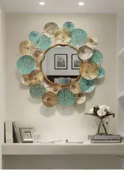 Big Wall Mirror With Frame Metal Round Decorative Mirror Home Decor Living Room