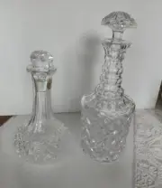 Vintage decanter liquor bottles barware Clear diamond cut glass Godinger serving