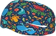 [CADREWY] Ocean Whale Fish Octopus Print Stylish Sports Sweatband Stretchy Breathable and Moisture Wicking Headband for Gym
