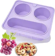 Ceprznvey Divided Snack Trays, Divider Portable Snack Box, Silicone 3 Compartments Reusable 420Ml Container for Camping Picnic Fruits Candy Party Nut Entertaining Travel Kids