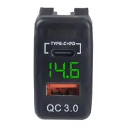 PD Type C Dual USB Car Socket Charger 12-24V LED Car Power Charger For Toyota