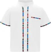 [IBTOM CASTLE] Toddlers Kids Boys Mexican Shirts Guayabera Short Sleeve Button Down Embroidery Shirt Top Cinco De Mayo Outfit