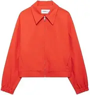 [PTBNRDC] Womens Casual Jackets Cropped Long Sleeve Zip Up Lightweight Coat with Pockets