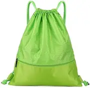 Drawstring Backpack Waterproof Drawstring Bag String Bag with Zipper Sport Pack String Tote Gym Bag Cinch Sack for Gym or Traveling, Swimming Bag for Men, Women and Children