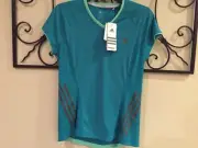 Adidas Running Top Women's Med Teal V Neck Climacool Shirt, NEW WITH TAGS!