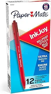 Paper Mate InkJoy 100RT Retractable Ballpoint Pens, Medium Point, Red, Box of 12 (1951252)