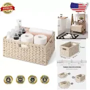 Handcrafted Waterproof Wicker Basket - Stylish Storage Solution with Handles
