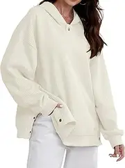 [FAIABLE] Mens Hoodies Sweaters Oversized Hoodie Pullover Long Sleeve Cotton Hoodies Casual Button Knit Sweater Couples