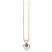 14k 14kt Yellow Gold Madi K Rhodolite Garnet Heart Birthstone Necklace 15 inch