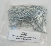 (100 pcs.) BARNES 3/32" x 1" Hammerlock Cotter Pins - Grade 2 - Zinc Plated