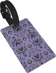 [CADREWY] Horror Pattern On Purple Background Print Luggage Tags for Suitcases Compact Lightweight for Travel Cruises and Airports