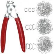 Hog Rings Pliers Kit, 360 Pcs 3/4", 1/2", 3/8" Galvanized Steel Hog Rings wit...