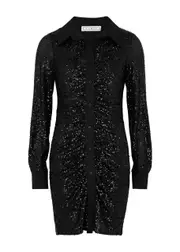 IN The Mood For Love Lina Sequin Shirt Dress - Black - L L