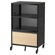 BEKANT storage unit with smart lock, mesh black, 61x101 cm