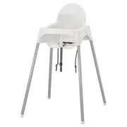 ANTILOP highchair with safety belt, white/silver-colour