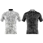 Men's Cycling Jersey Black White Short Sleeve Bike Cycle Top Summer Shirt S-5XL