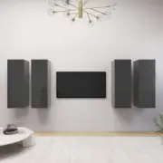 NNEVL TV Cabinets 4 pcs High Gloss Grey 30.5x30x90 cm Chipboard