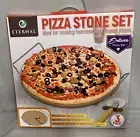 Pizza Stone Set 13" Stone With Cooling Rack Handles Pizza Cutter Eternal 3 pack