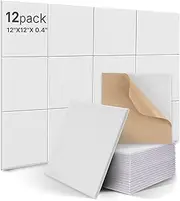 12pcs Acoustic Absorption Panels,High Density Self-adhesive Soundproofing Panel,30x30x1cm,Acoustic Insulation Panels for Children Fire Prevention.Recording Room,Offices,Wall Decoration(White)