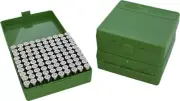 MTM Pistol Ammo Box 100 Round Flip-Top 40 S&W 10mm 45 ACP - Green P-100-45-10
