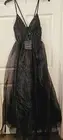 Mac Duggal Sequined Sleeveless Plunge Neck Bodysuit Gown Dress Size 2 Black