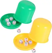 2Pcs High Strength Plastic Dice Game Set with Random Color Dice Shaking Cup for Parties and Fun Dice Included