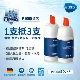 [2入組]德國BRITA mypure P1000 硬水軟化型濾芯