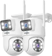Hiseeu【Dual Lens】 3MP Outdoor Wireless Security Camera Open WiFi, 2.4G/5G Dual Vision PTZ WiFi Camera On, 360° Rotating Person Detection with Auto Monitoring, Colorful Night Vision, IP66 (2)