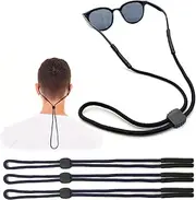 [Difistik] Adjustable Glasses Strap 4 PCS, Sport Glasses Chain Universal Eyeglasses Cord Non-Slip Eyewear Retainer for Running Reading Sports Outdoor for Men Women Kids, Black, One Size