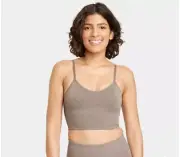 All in Motion Women's Seamless Cami Longline Sports Bra Dark Brown Size S