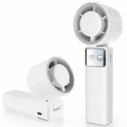 Portable Handheld Turbo Fan - Foldable Mini Fan with Air Turbo Tech,1-199 Speed Adjustment,20H Runtime,LED Display,Battery-Powered,White