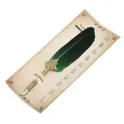 Feather Pen 9.4 Inch Quill Pen with 5 Pcs Replacement Nibs Green