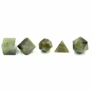 5 Pieces Natural Labradorite Platonic Solids Sacred Geometry Set Healing crystal