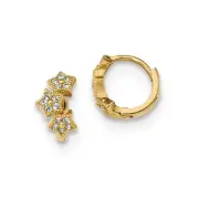 Madi K Kid's Earrings 14k Yellow Gold CZ 3-Star Hinged Hoop Hinged