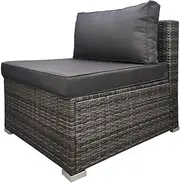 LONDON RATTAN 1 Seater Outdoor Sofa Modular Lounge Chair, Grey