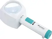 Stand Magnifying Glass with Stand and LED Light, 4500 K Neutral White, Made in Germany, Battery-Operated, 4X Magnification (12D), Aspherical. Lens 70 mm, High Contrast, Swiss Oekolux Plus