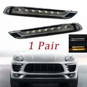 Pair LED Daytime Run Light For Porsche Macan 95B Base S Turbo GTS SUV 2014-2017