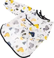 ULDIGI Cotton Sleeve Bib Feeding Smock Apron with Pocket for Months Easy to Clean Stain Resistant for Mealtime Arts and Crafts