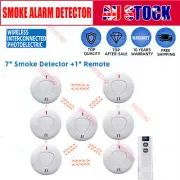 7Pack Wireless Interconnected Photoelectric Smoke Alarm 10 years battery +Remote