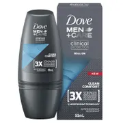 Dove Men+Care Clean Comfort Roll On Deodorant 48h Protection Antiperspirant 50mL