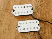 HUMBUCKER PICKUP SET WHITE NICKEL SILVER BASEPLATE ALNICO 2 FOUR CONDUCTOR WIRED