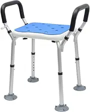 Alston Portable Shower Chair Non-Slip Bench Tub Seat 57-70cm Height Adjustable Stool Max Load 125kg with Removable Arms for Adults Elderly Disabled Safety