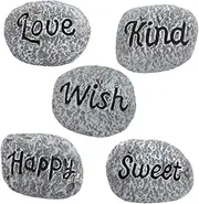 PAMINGONO Aquarium Safe Resin Stones Kit 5pcs Landscape Rocks for Fish Tank Garden Decorative Pebbles Smooth Edges