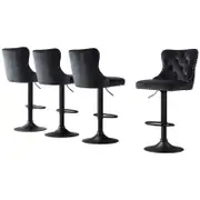 Artiss 4x Velvet Bar Stool Adjustable Height Nailhead Trim Kitchen Counter Stool