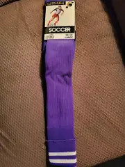 Twin City Three Stripe Soccer Socks Adult Large 10-13, Purple, New!
