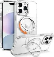 YINLAI Magnetic Case for iPhone 15 Pro Max Case, [Compatible with MagSafe] with 360° Rotatable Ring Stand Slim Shockproof Protective Phone Cases for iPhone 15 Pro Max 6.7", Clear