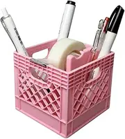 Infmetry Milk Crate Tape Dispenser & Pen Holder - Cute Desk Organizer Office Supplies for Teachers Coworkers, Fun Storage for Tape & Pens, Stylish Workspace Accessory